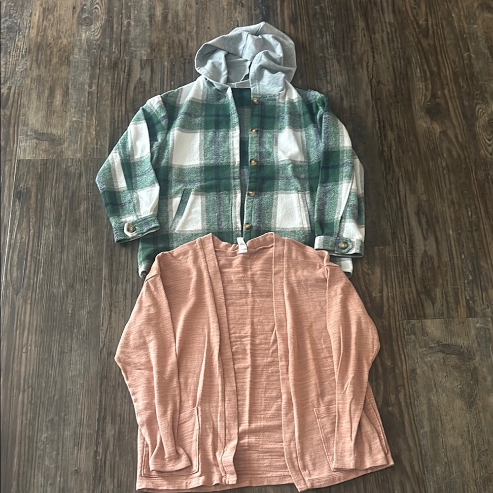 Old Navy Green Plaid and Pink Kids Tops